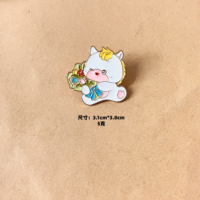 Año del Caballo broche de mujer adorable insignia japonesa de Año Nuevo dibujos animados pin decoración creativa cierre pin accesorios mochila