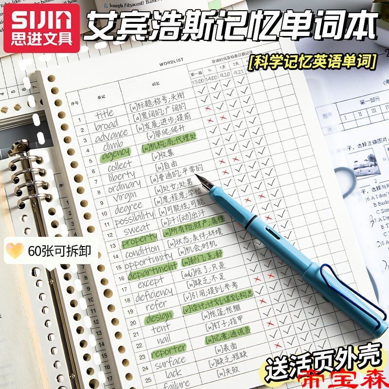 English Word book Ebbinghaus curve memory Postgraduate entrance examination Dictation Remember this word Loose-leaf note Book