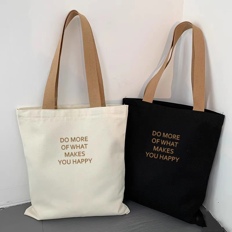 2025 New Simple Small Letter Casual All-match Canvas Bag Unisex Middle School Student Class Tote Bag