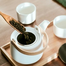 批发一壶两杯陶瓷茶壶家用简约办公泡茶壶茶杯盘风提梁壶旅行