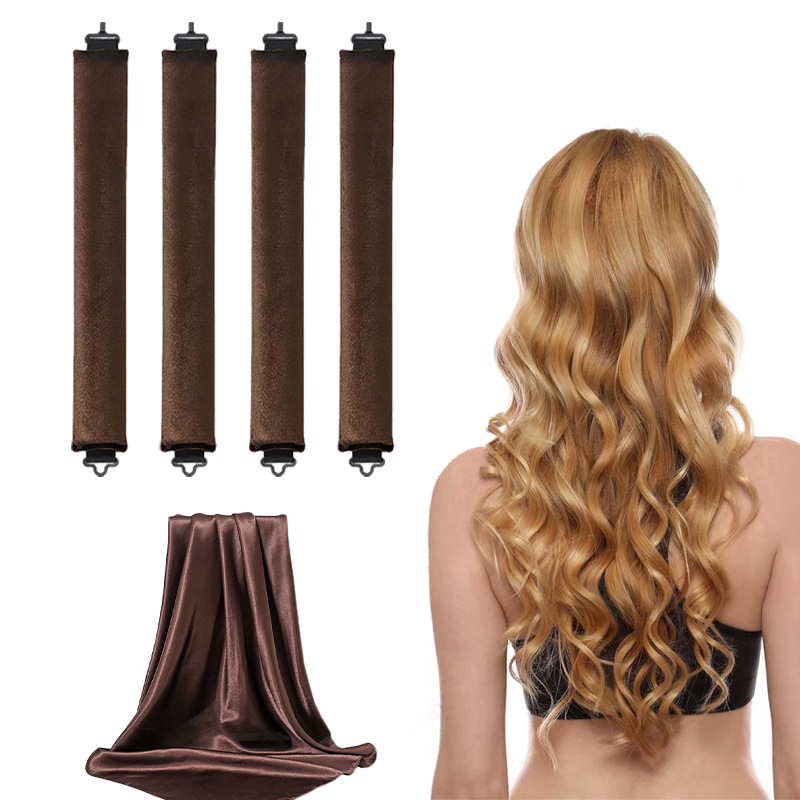 Heat-Free Curling Iron Set for Sleep-Friendly Big Waves with 70cm Silk Scarf, Double-Hook Style, Non-Damaging to Hair, Fluffy Lazy Hair Tool