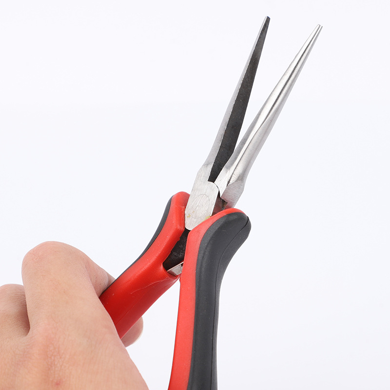 4.5-inch handle black and yellow, red and black 8-piece mini pliers, pointed, flat, round-nosed and hand-made pliers