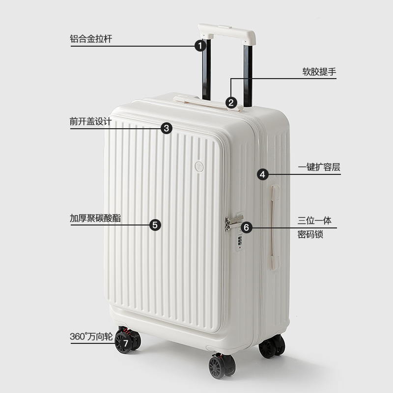 Multifunctional Side-Opening Suitcase 20inch Small Boarding Case Student Trolley Case Universal Wheel Travel Bag Durable
