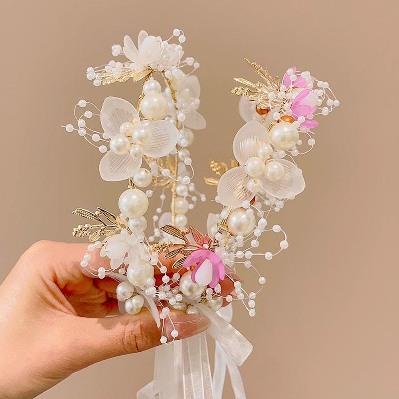 Super Hada Mori chica princesa diadema 2024 nuevos niños Garland tocado cinta flor pelo paquete Hada tocado flor