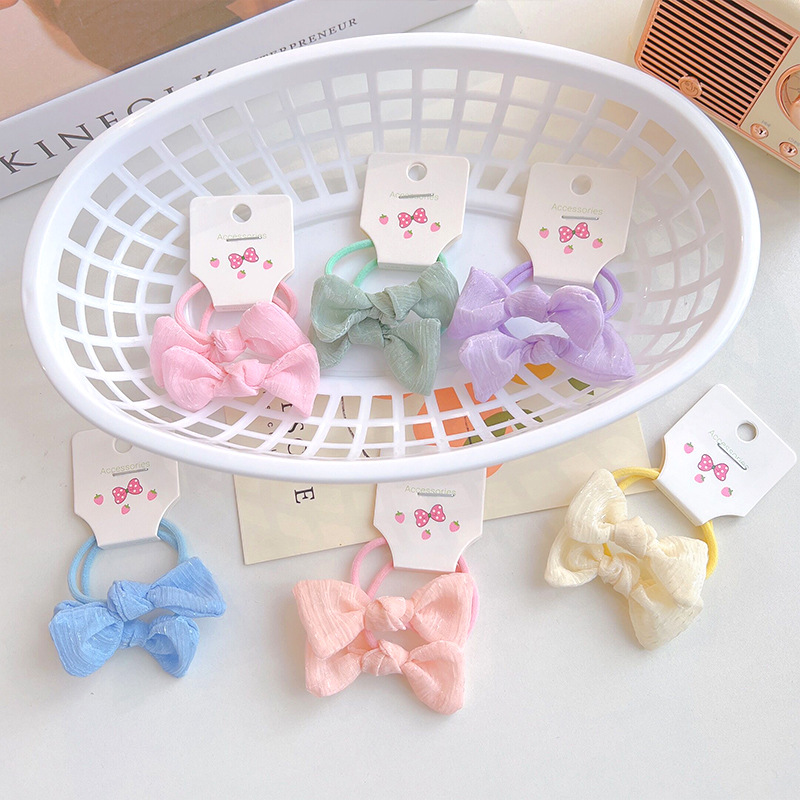 2個裝~韓版糖果蝴蝶結髮繩少女心不傷發甜美蕾絲髮圈皮筋兒童髮飾