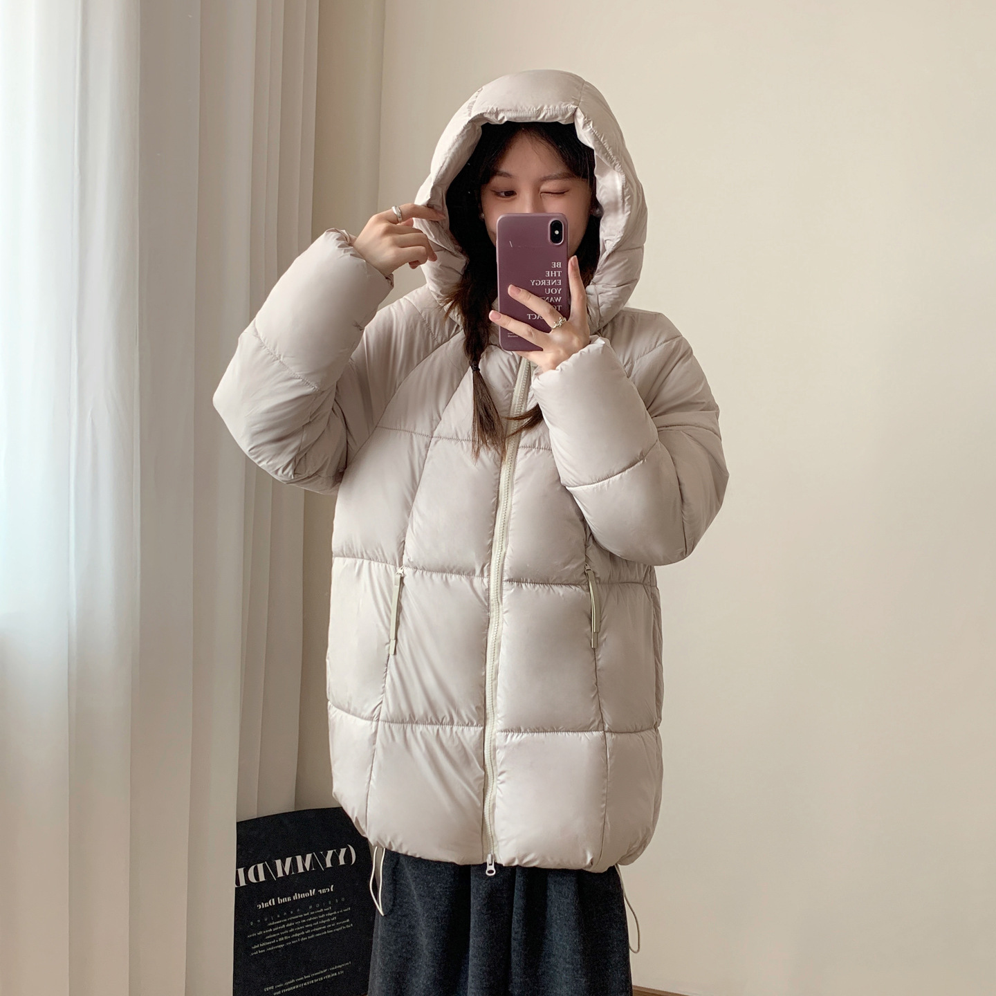 2025 invierno nueva ropa de algodón de moda con capuzas de mujer suelta chaqueta de algodón largo y medio puff abrigo de algodón grueso resistente al frío image 7