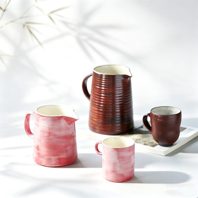 「New」Sakura Pink Coffee Sharing Pot Original Mineral Hand-Painted Glaze Uniform Cup Pottery Artist Handmade Utensils