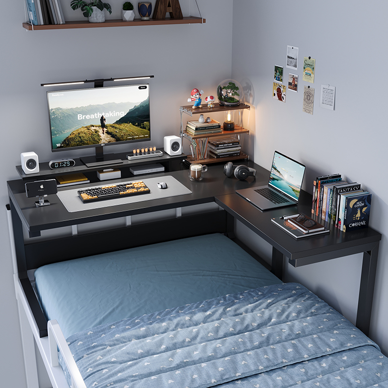 Corner computer desk for bed, dormitory bunk bed desk for college students, lazy desk, study desk, office desk, corner gaming desk
