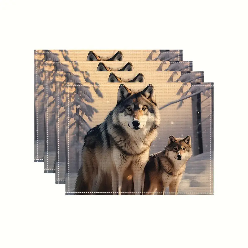 Transfronterizos lino almohadilla de mesa Aliexpress TEMU Amazon almohadilla de mesa cuadrada búfalo rojo almohadilla de Navidad Día de la Independencia