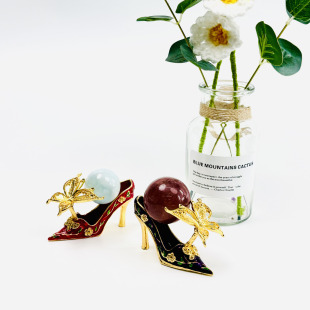 Enamel Butterfly High Heels Crystal Ball Base Factory Direct Sales Cross-Border Hot Selling Ball Holder Egg Carving Holder