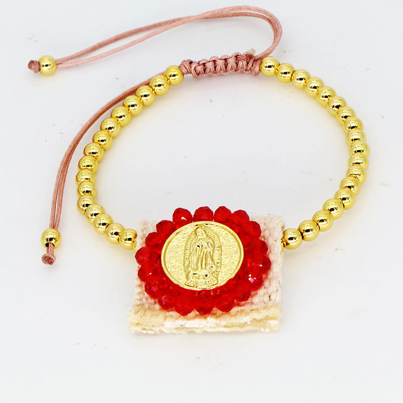 Drawstring Bracelets Classification Vintage Style Classic Style Virgin Mary Imitation Pearl Cloth Rope Ball Chain Stretch Adjustable String Bracelets Wholesale