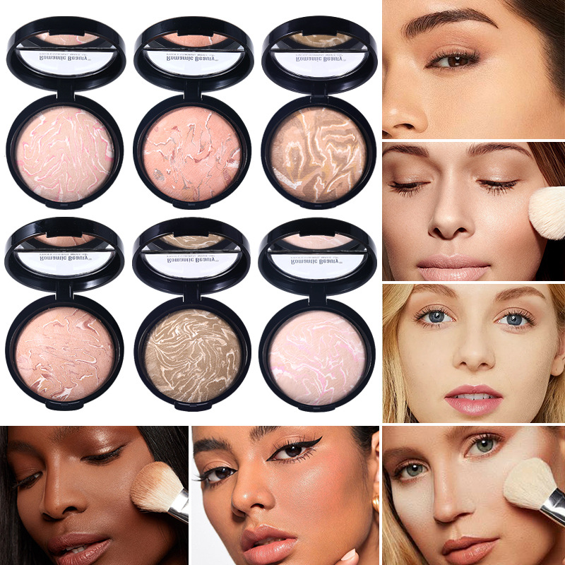 Polvo compacto de 7 colores para el contorno de ojos, polvo fijador sedoso que tonifica la piel, maquillaje personalizado para comercio exterior de Amazon.