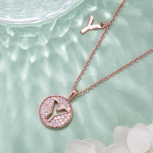 Light Luxury Elegant English Letter Y Necklace Couple Gift Rose Gold s925 Sterling Silver Inlaid Moissanite Pendant