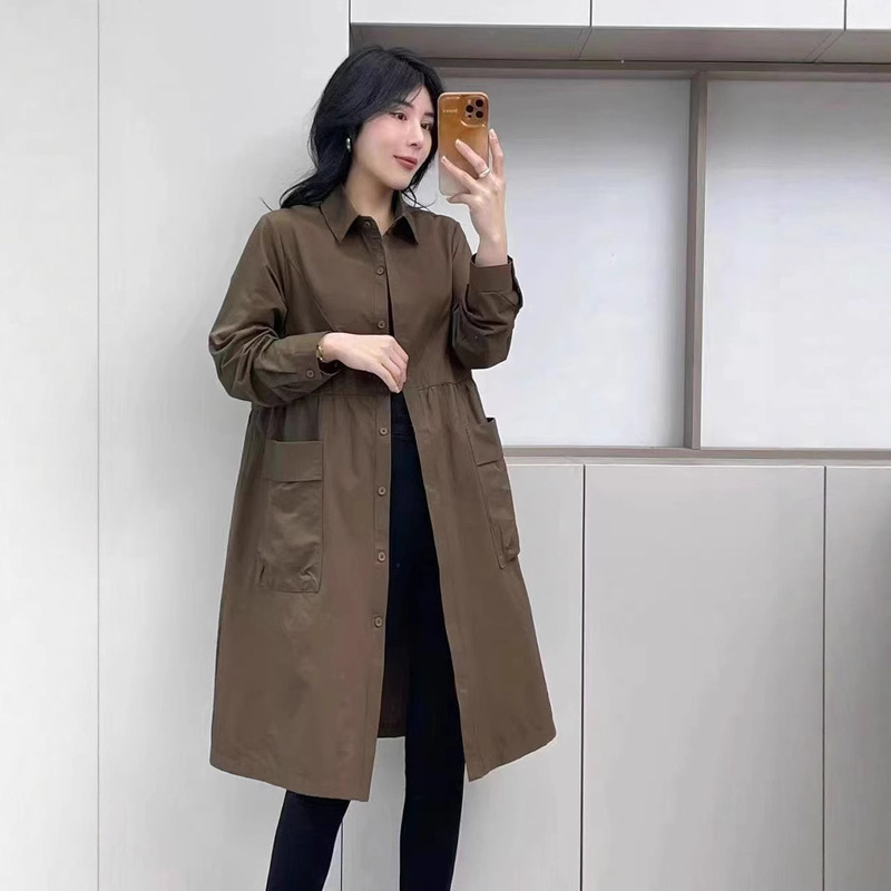 Mid-Length Women's Trench Coat 2025 Spring and Autumn Thin Korean Version Loose Plus-Size Fashion Versatile Jacket Coat Women's Foreign Trade