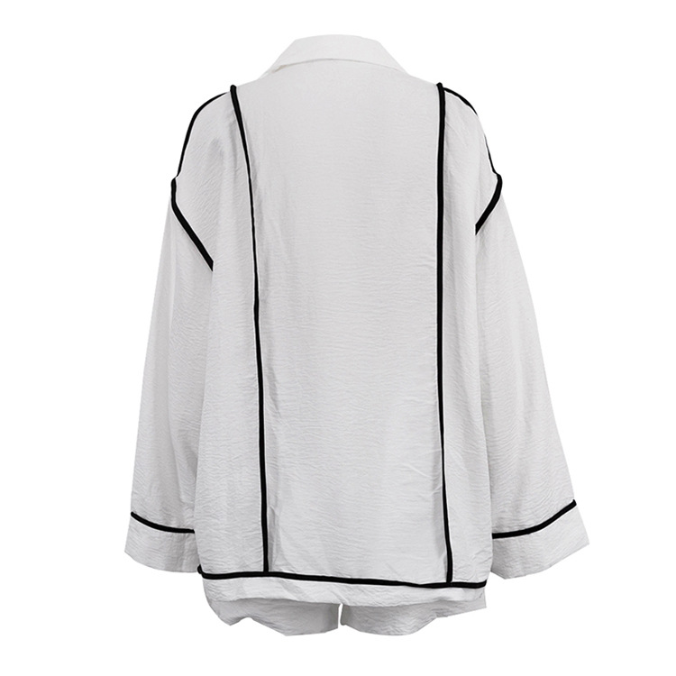 Lazy Women Collared Long Sleeve Cardigan Lace up Loose Fitting Wide Leg Romper Casual Two Piece Sets