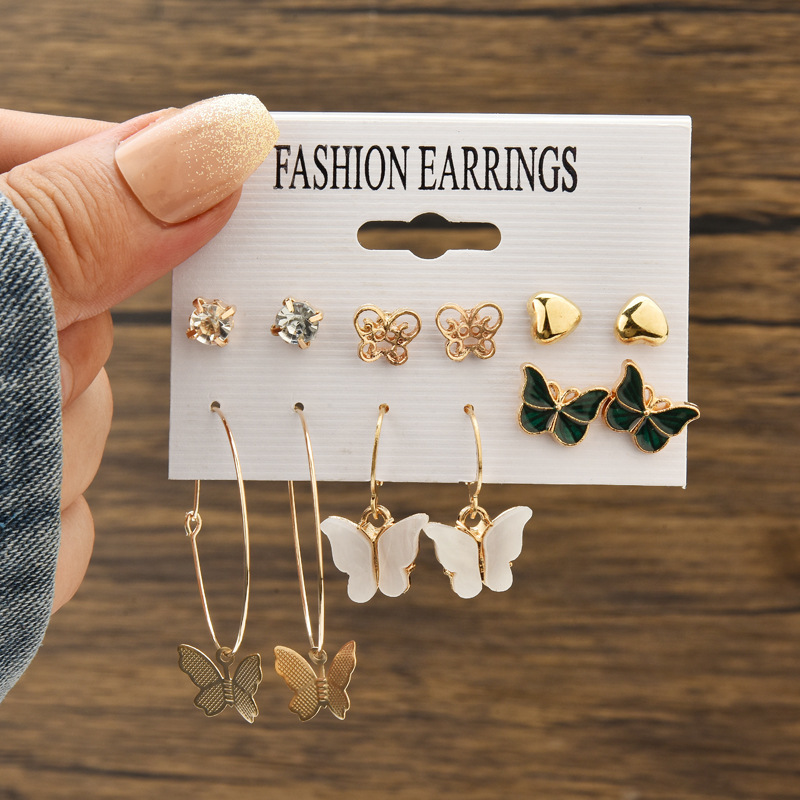 Hot-Selling Pearl Twist C-Shaped Earrings, Creative, Simple and Elegant, Geometric Butterfly Set, European and American Style Round Earrings for Women