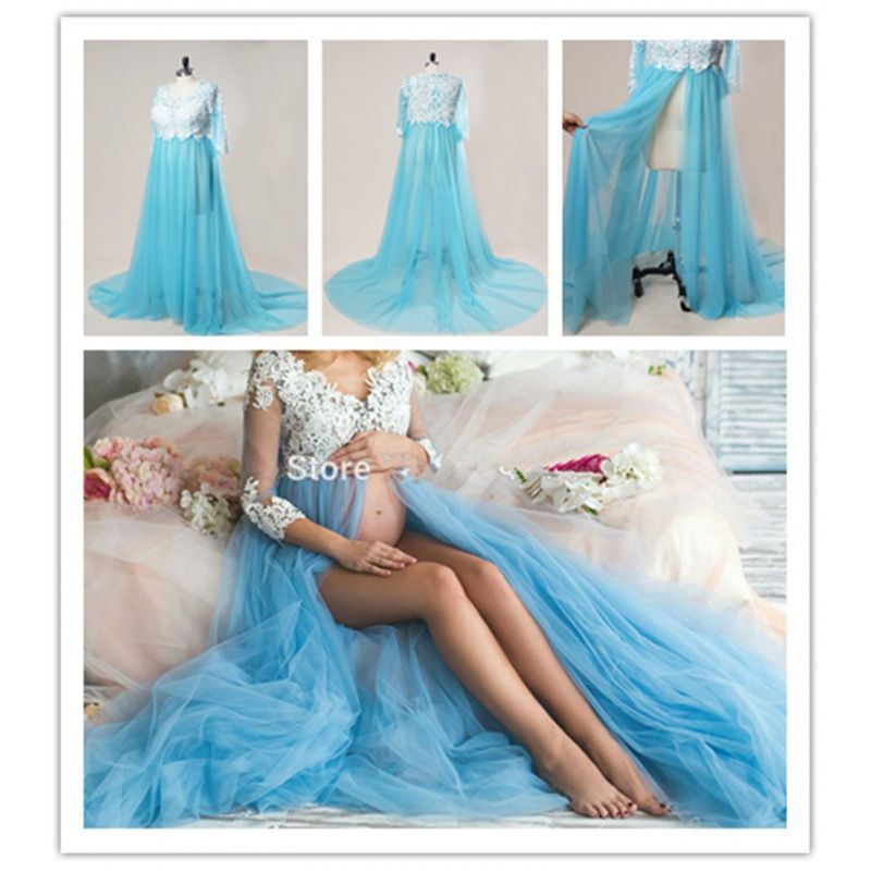 New Bride Maternity Photo Clothing Pregnant Mommy Photo Studio Photography Personalized Dress Mesh Lace Long dress New Bride Maternity Photo Clothing Pregnant Mommy Photo Studio Photography Personalized Dress Mesh Lace Long dress