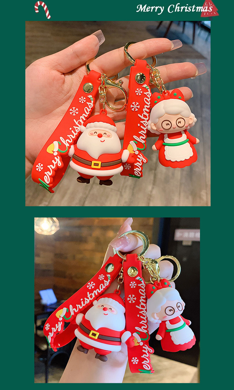 Cartoon Style Santa Claus Pvc Unisex Bag Pendant Keychain display picture 3