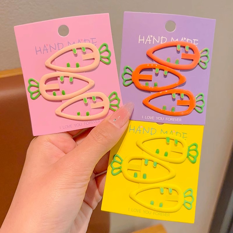 Niños color hueco zanahoria pinzas de cabello para mujeres 2024 nueva niñas lindas frente pinzas de cabello rotas