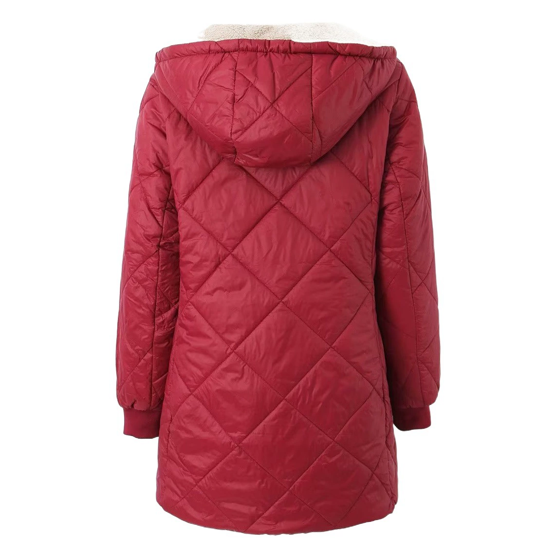 Новая зимняя одежда, бархатное глянцевое водонепроницаемое хлопковое пальто средней длины в клетку с геометрическим рисунком и капюшоном для женщин