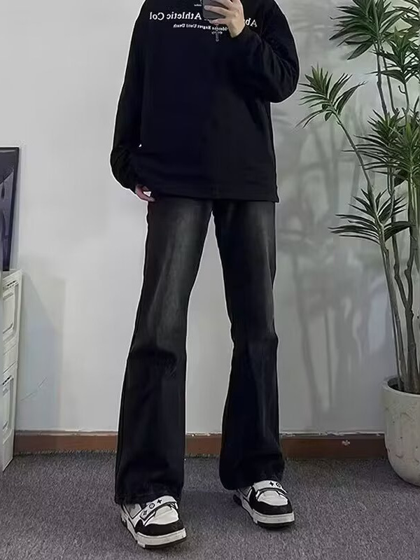 美式微喇牛仔裤男款春秋季高级感裤子潮牌复古宽松显瘦直筒长裤男|undefined