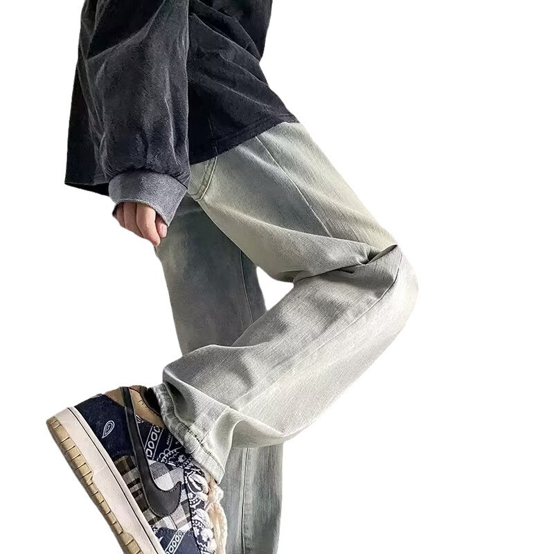 Estilo de Hong Kong hombres de moda verano nuevo estilo 2024 personalidad alfabeto jeans hip-hop ins marea calle alta tendencia pantalones guapos