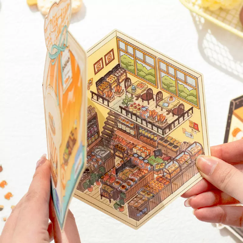 暮光折页造景贴纸 微缩小店系列  学生diy3D微缩趣味造景贴纸包