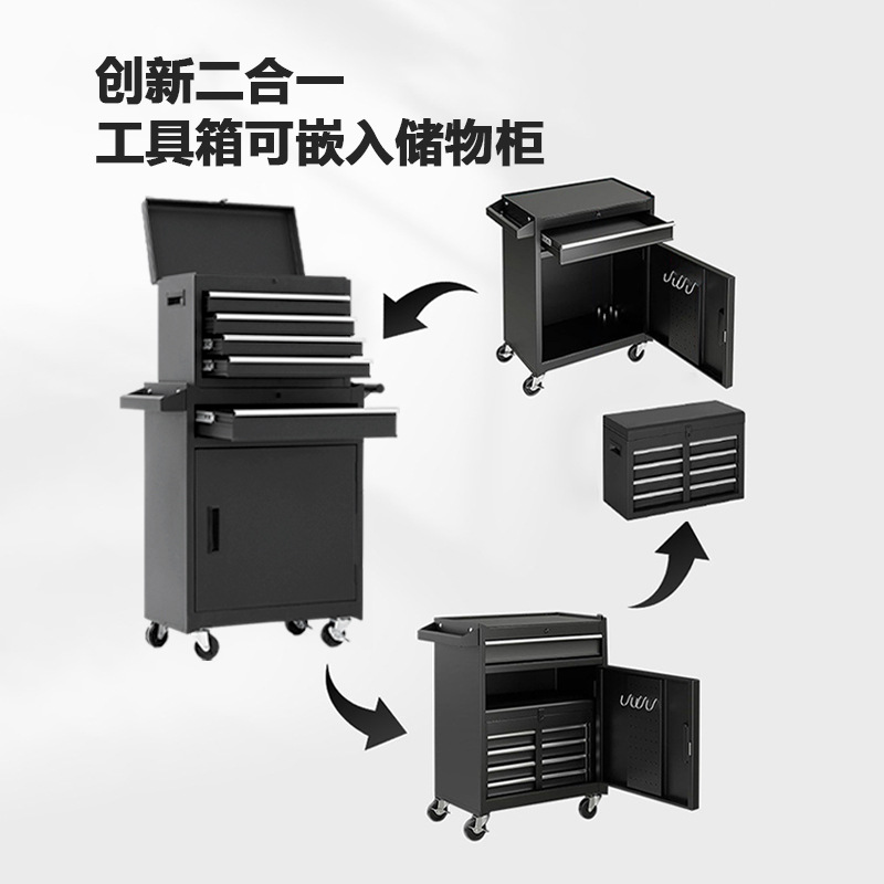 Caja de herramientas de carro de herramientas combinada de carro de hierro móvil gabinete de herramientas de hoja de hierro pequeño carro con ruedas carro de rotación para taller