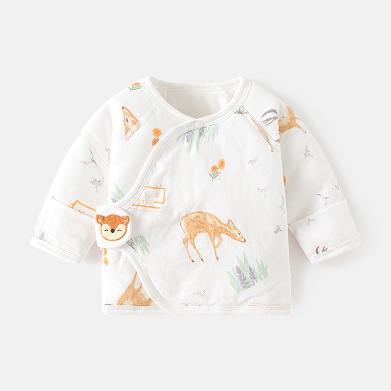 新生嬰兒半背衣保暖夾棉內衣服無骨純棉秋冬款薄棉和尚服寶寶上衣