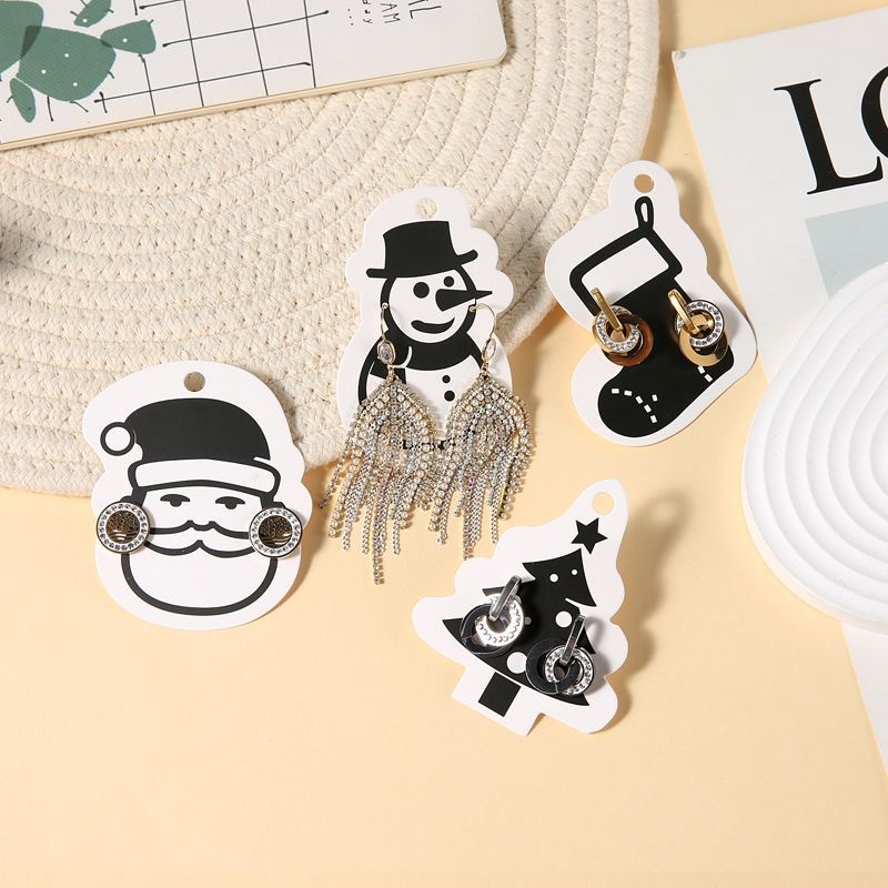 可爱卡通圣诞款耳环卡可挂耳钉耳饰品包装展示卡纸圣诞老人饰品卡