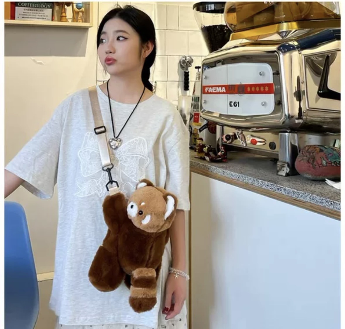 612g Weight Nylon Lining Material Zipper Closure Type Double Shoulder Straps Strap Type Casual, Shopping Occasion Plush Material Women's Backpack Backpack little bear, Dog, Sheep Pattern All Seasons Season Women's Gender Cute Style Cylindrical Shape Little Bear Dog Sheep Casual Shopping Women's Backpack 9
