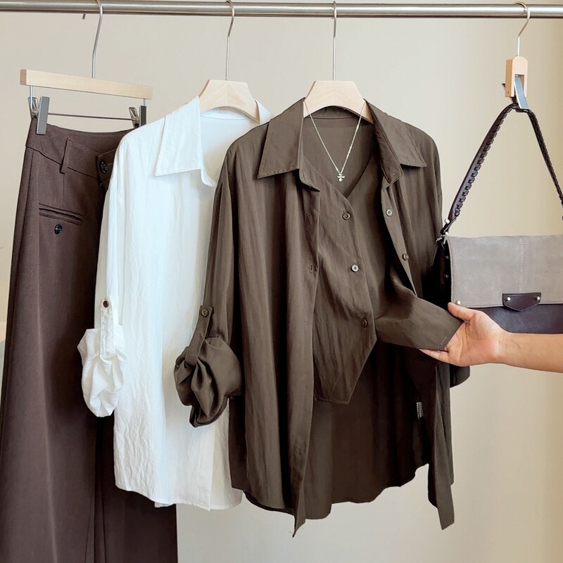 2026 Early Autumn Elegant Old Money Style Faux Two-Piece Shirt for Women, New Design with Turn-Down Collar, Casual Versatile Long-Sleeve Blouse 2026 Early Autumn Elegant Old Money Style Faux Two-Piece Shirt for Women, New Design with Turn-Down Collar, Casual Versatile Long-Sleeve Blouse