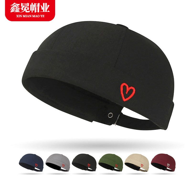 Summer New Embroidered Heart Patch Brimless Cap Korean Style Ins Internet Celebrity Street Fashion Hip-Hop Beanie Hat Cross-Border Summer New Embroidered Heart Patch Brimless Cap Korean Style Ins Internet Celebrity Street Fashion Hip-Hop Beanie Hat Cross-Border