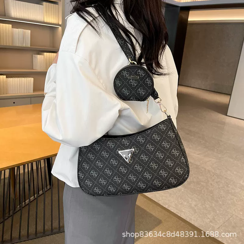 外贸批发欧美复古GS猜家子腋下包跨境新款印花子母包时尚单肩包