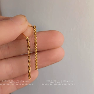 波光粼粼~镀银针镀14K长款流苏链条耳钉女 日韩ins简约耳饰 耳环
