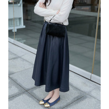 『巴赫长裙』法式复古优雅A字伞裙 松紧腰半身长裙女特种羊皮哑光