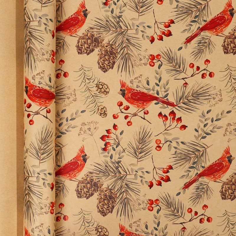 Transfronterizo Amazon gran tamaño de Navidad retro papel de papel kraft papel de embalaje de regalo de pino rojo