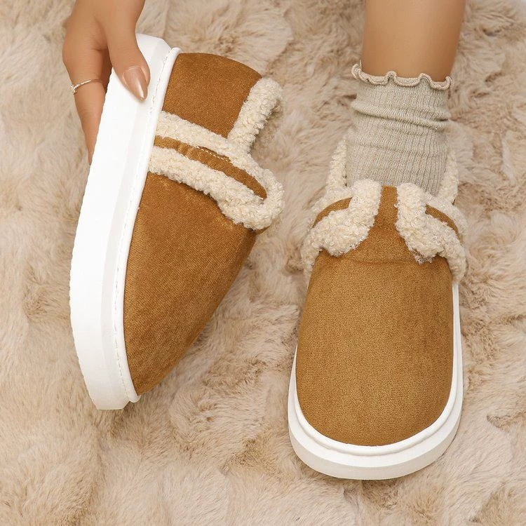 Носить хлопчатобумажные туфли женские осенние и зимние кашемировые корейские версии ins прилив красная теплая бархатная липучка и хлебная обувь