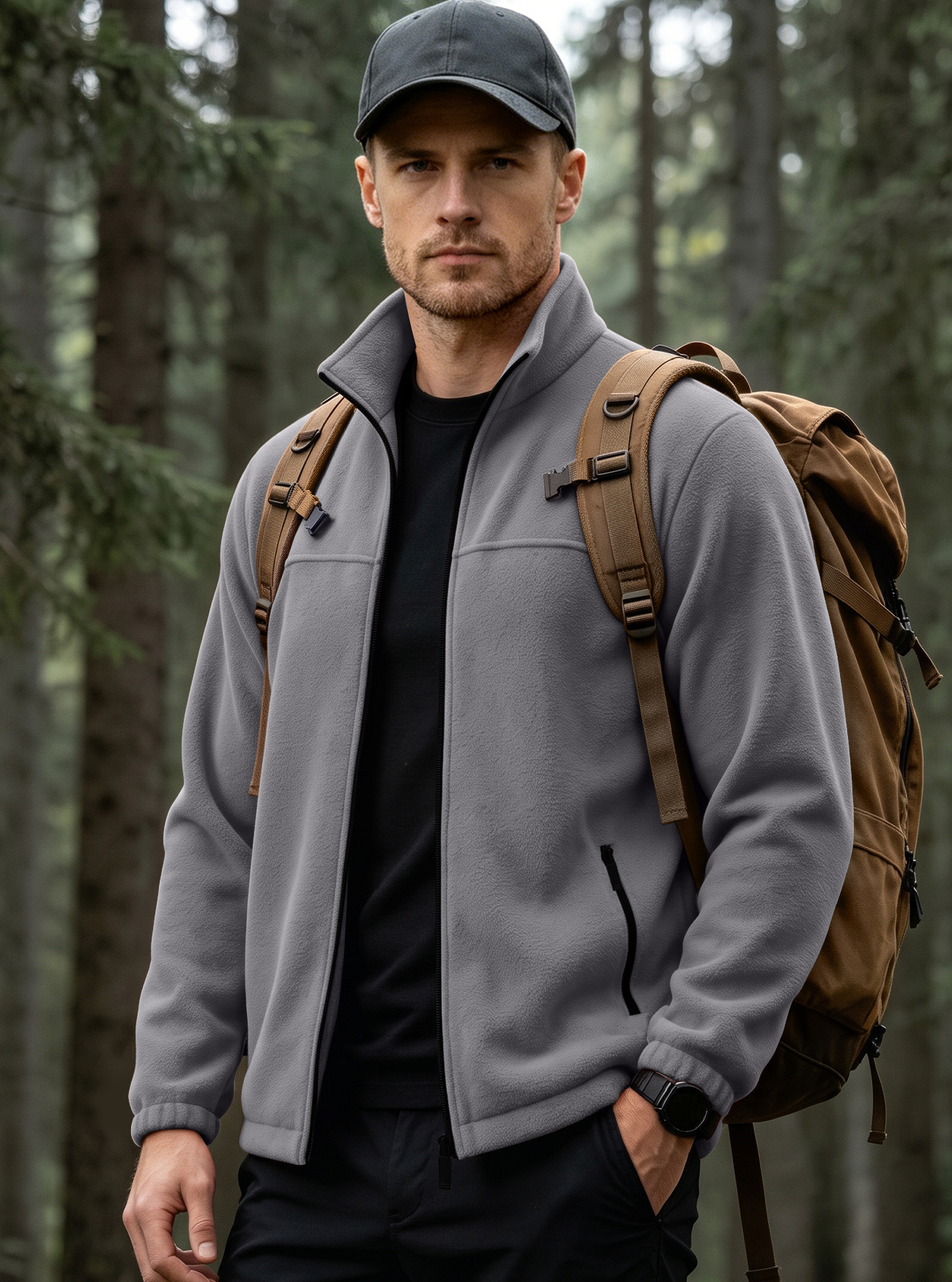 Sudadera con Cuello Alto de Forro Polar para Hombre 380g de Poliéster Térmico para Ocio image 11