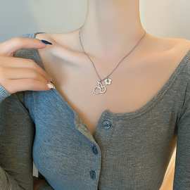 日韩风樱桃花朵项链女 甜酷时尚简约冷淡风ins小众设计感锁骨链