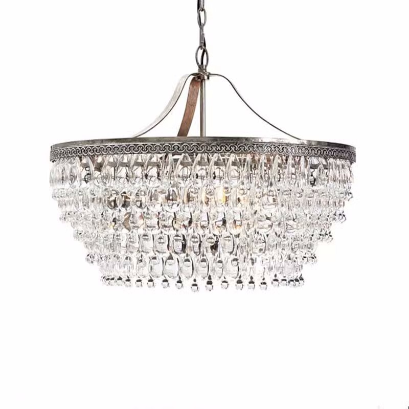 American Style Simple Living Room Model Room Iron Art Vintage Crystal Chandelier Nordic Personalized Creative Restaurant Villa Hotel Lamp