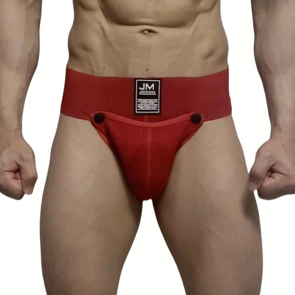 JOCKMAIL ropa interior de los hombres sexy Tanga doble correas desmontable babero lana transpirable caliente