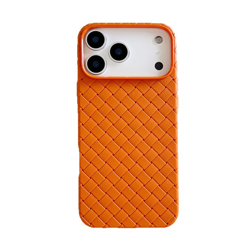 简约复古编织纹纯色苹果17PROMAX适用iPhone16/15手机壳14防摔13p|undefined