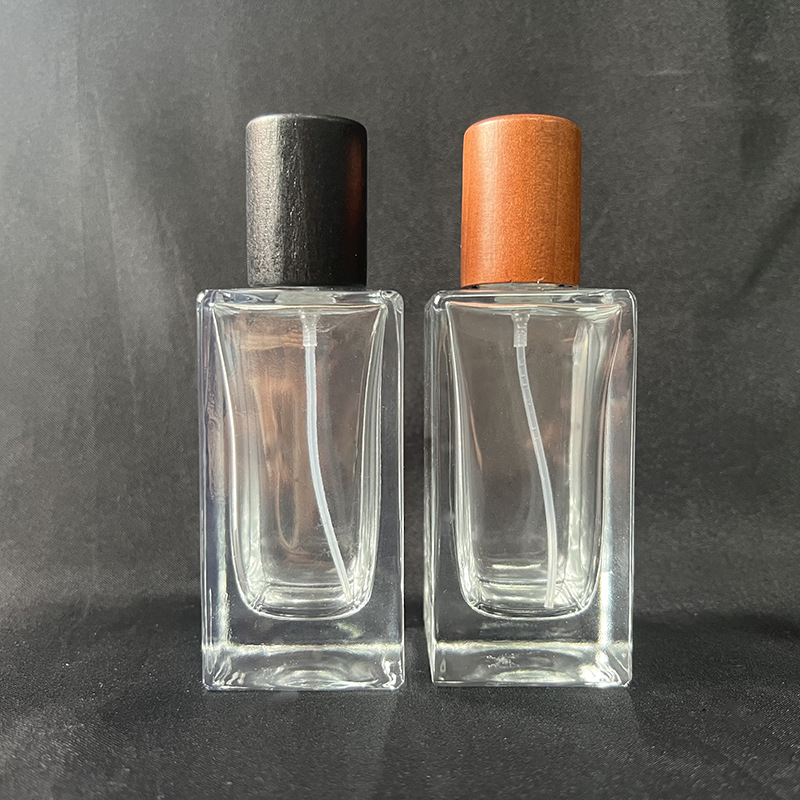 现货B160-50ml 简约木盖香水喷雾瓶化妆品分装瓶便携式玻璃空瓶子