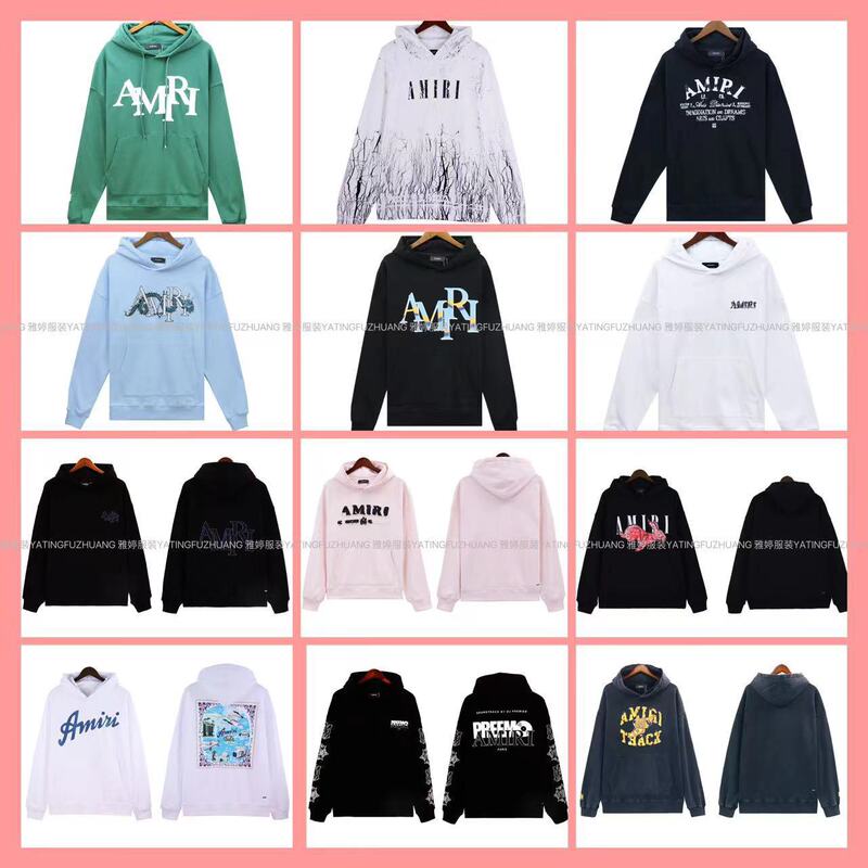 Trendy Brand AM1R1 ICON Sweatshirt Crack Letter logo Splash Ink Flow Paint Graffiti Embroidered Hoodie Couple