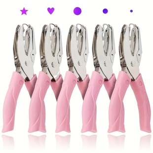 Cross-Border Exclusive Manual Hole Puncher with Heart and Star Shapes, 5 Types of Holes, Stationery for Handmade Loose-Leaf, Handheld Round Puncher