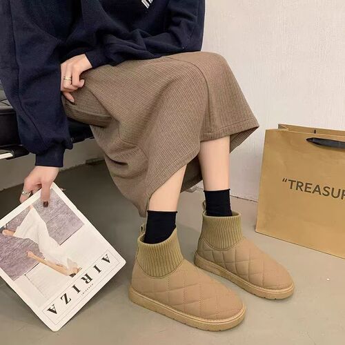 Winter Snow Boots Fashion Non-Slip Plush Women's Heated Thick Korean Style Casual Warm Waterproof Cotton Boots