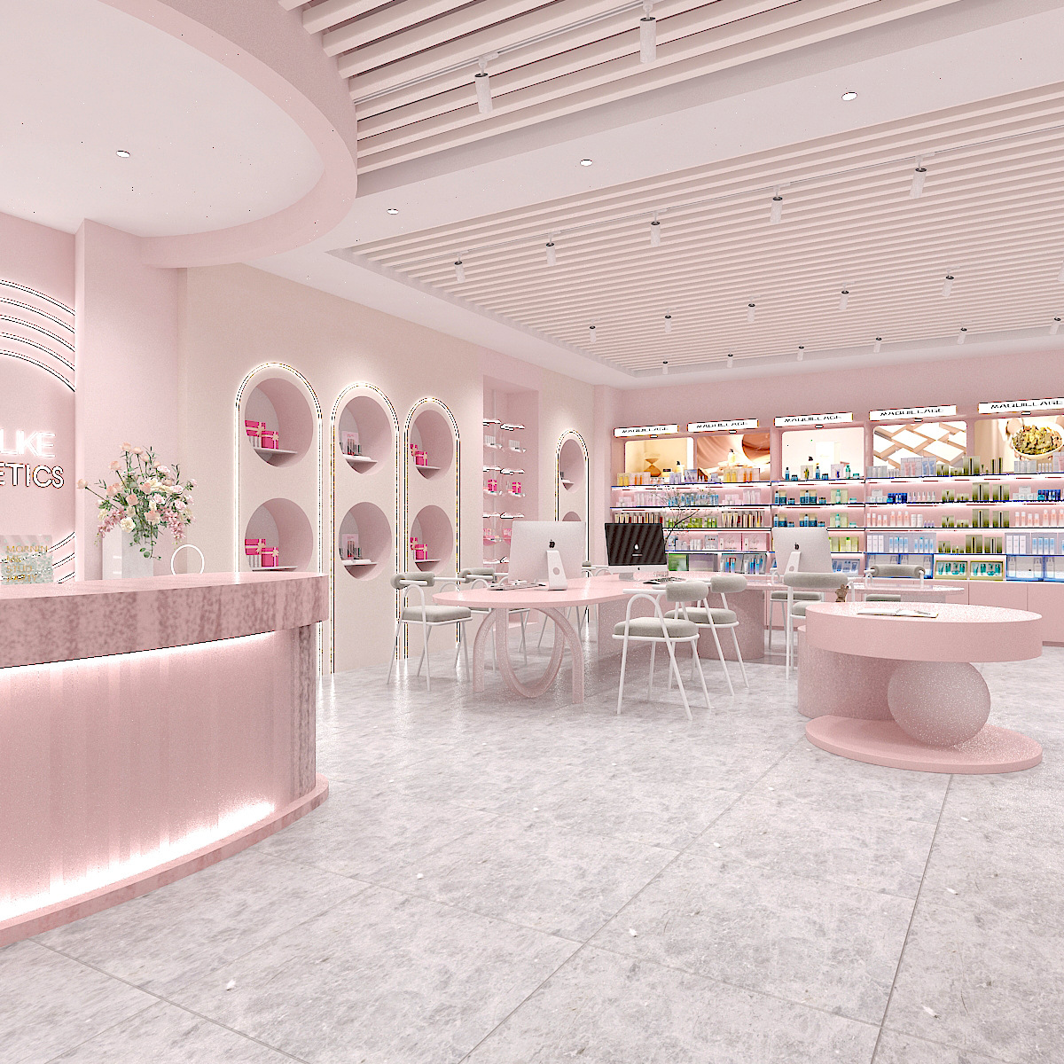 整店输出 化妆品 货架展示柜006