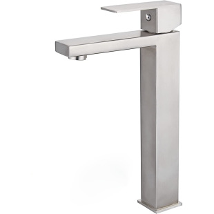 304 stainless steel basin faucet raised Square single hole hot and cold mixed water drawing bathroom cabinet basin faucet