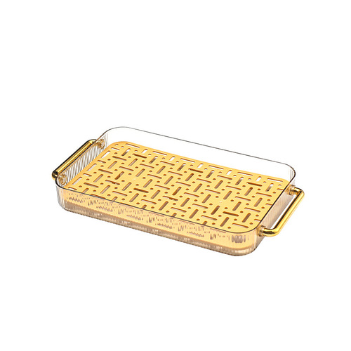 Tea tray, home living room dry brewing table, light luxury tea set, cup holder for teacups and water cups, rectangular double-layer drain tray